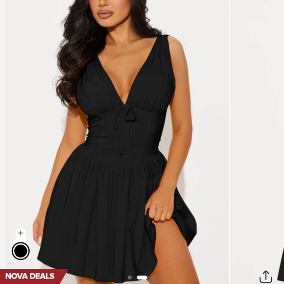 Sandra Poplin Mini Dress - Black - Picture 2 of 3